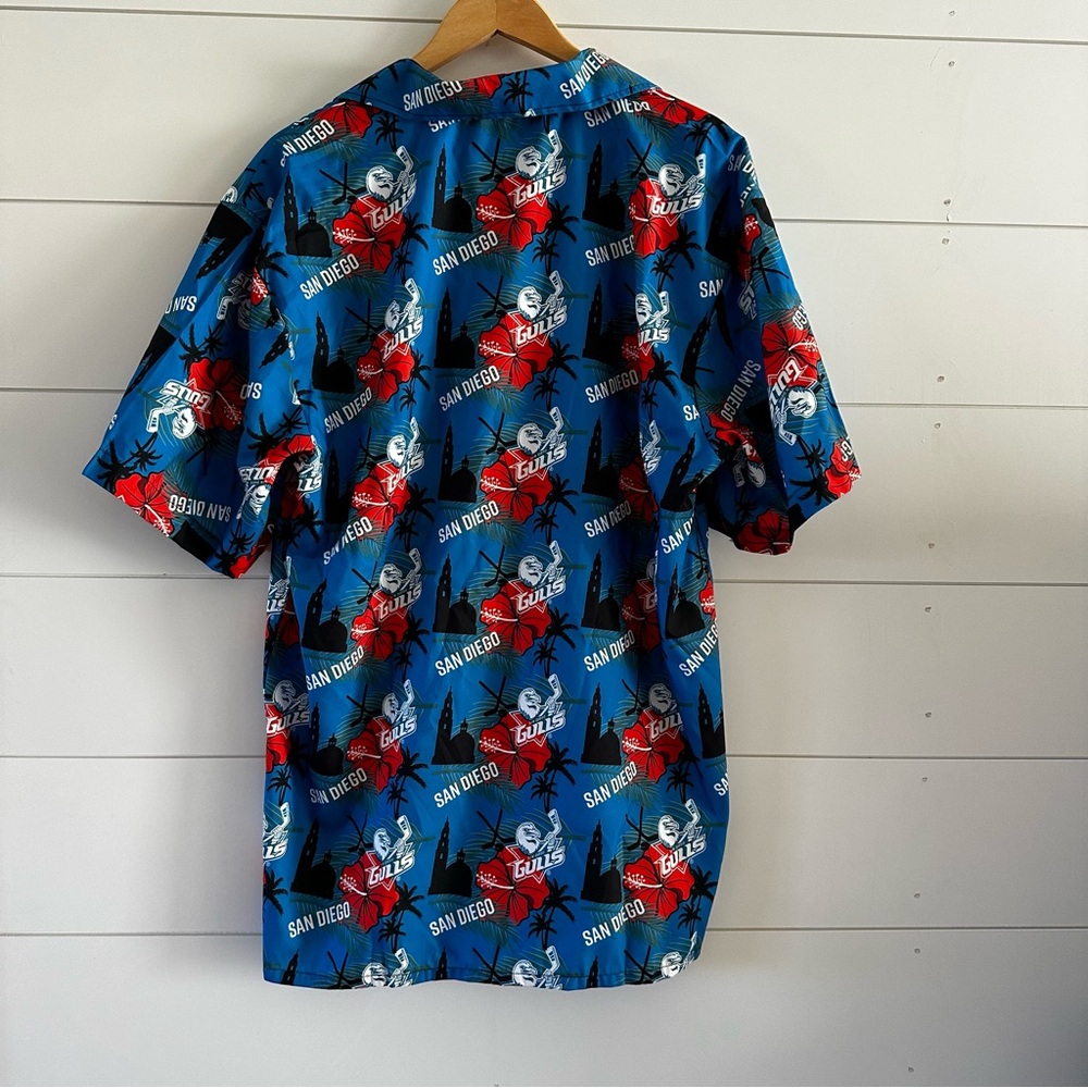 San Diego Gulls Mens Hawaiian Shirt Ice Hockey Blue XL Game Give Away - Picture 3 of 3